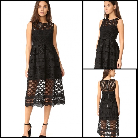 Ministry Of Style Laser Cut Scalloped Hem Black Structured Midi Demure Dress 6 - Picture 1 of 10